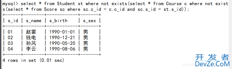 详细聊聊sql中exists和not exists用法