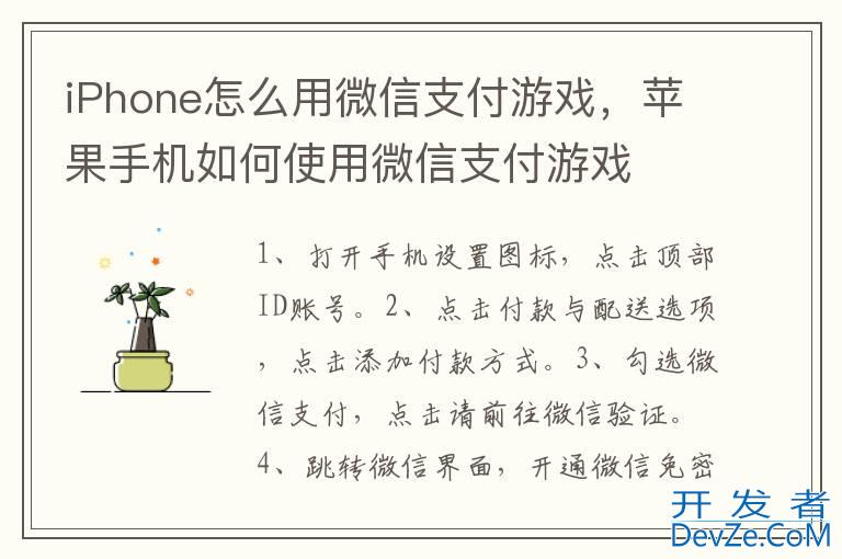 iPhone怎么用微信支付游戏，苹果手机如何使用微信支付游戏