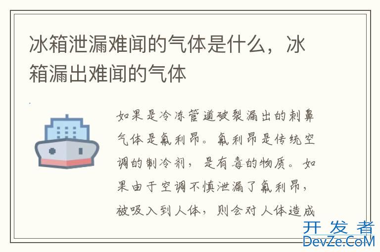 冰箱泄漏难闻的气体是什么，冰箱漏出难闻的气体