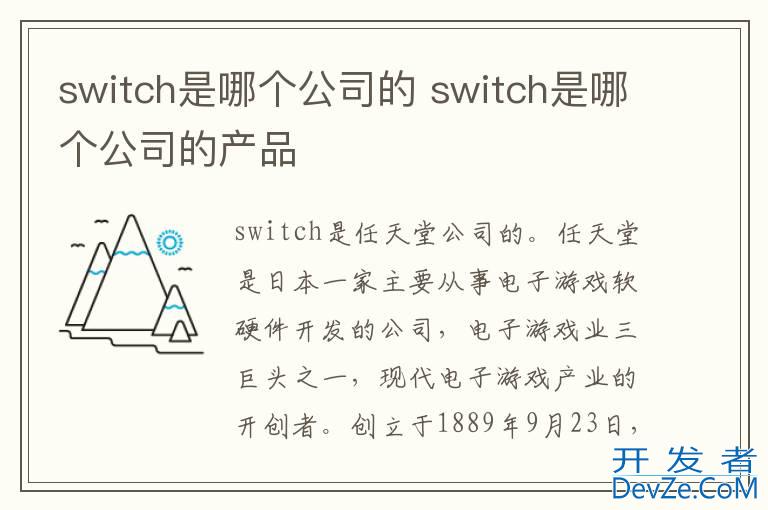 switch是哪个公司的 switch是哪个公司的产品