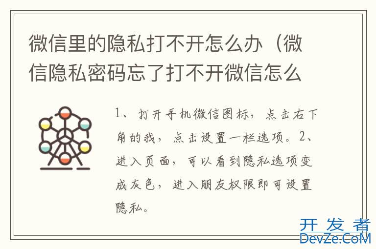 微信里的隐私打不开怎么办（微信隐私密码忘了打不开微信怎么办）