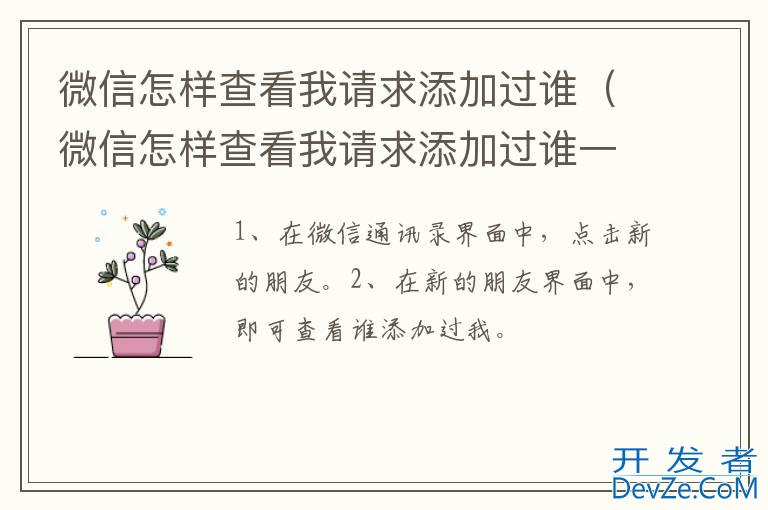 微信怎样查看我请求添加过谁（微信怎样查看我请求添加过谁一个月之前）