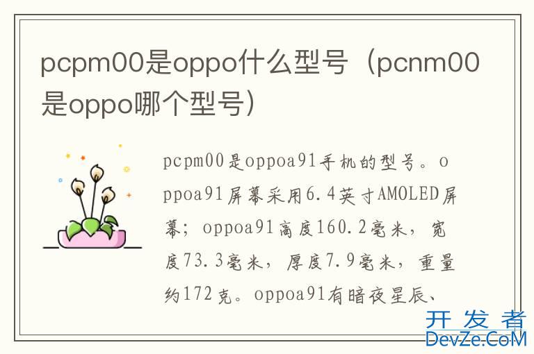 pcpm00是oppo什么型号（pcnm00是oppo哪个型号）