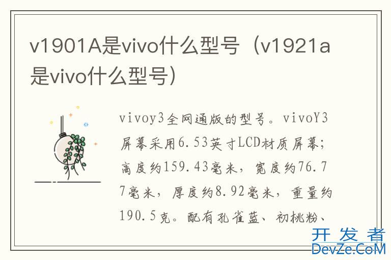 v1901A是vivo什么型号（v1921a是vivo什么型号）