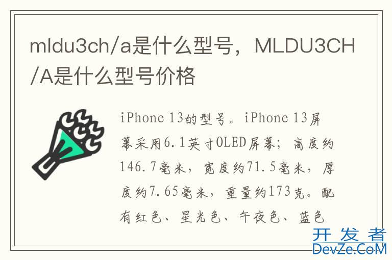 mldu3ch/a是什么型号，MLDU3CH/A是什么型号价格