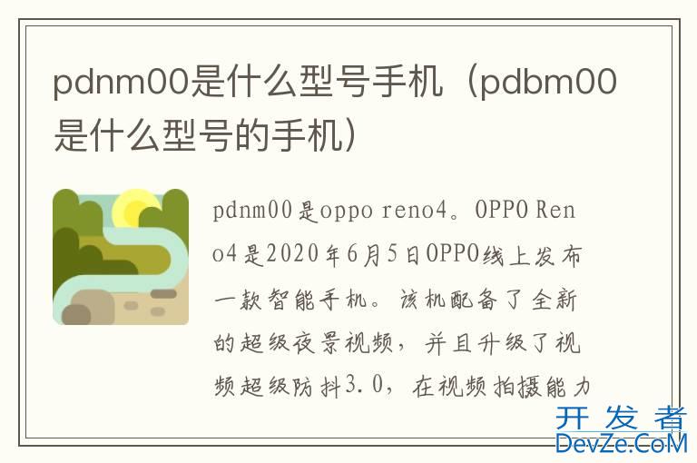 pdnm00是什么型号手机（pdbm00是什么型号的手机）