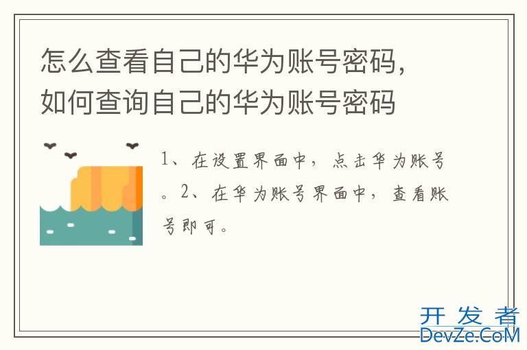 怎么查看自己的华为账号密码，如何查询自己的华为账号密码