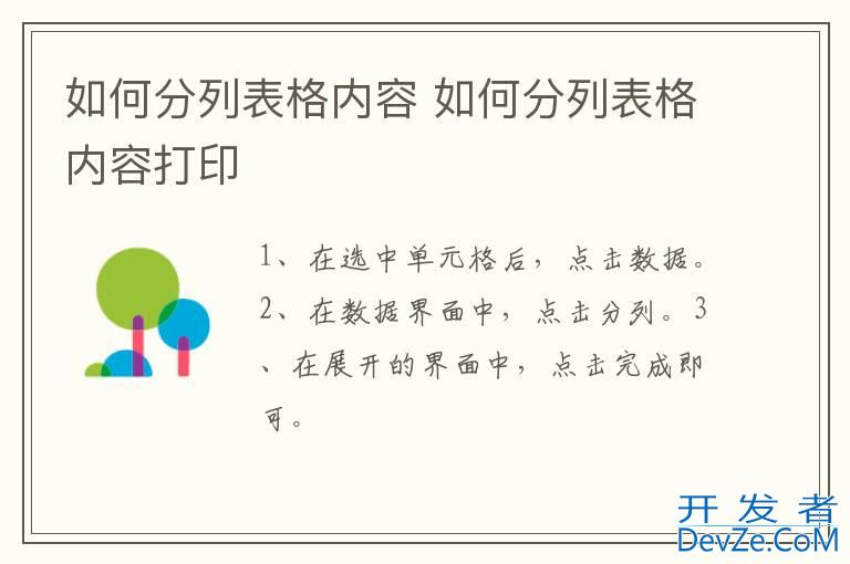 如何分列表格内容 如何分列表格内容打印