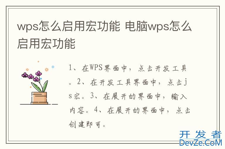 wps怎么启用宏功能 电脑wps怎么启用宏功能