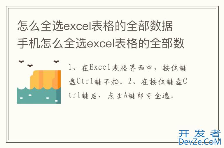 怎么全选excel表格的全部数据 手机怎么全选excel表格的全部数据