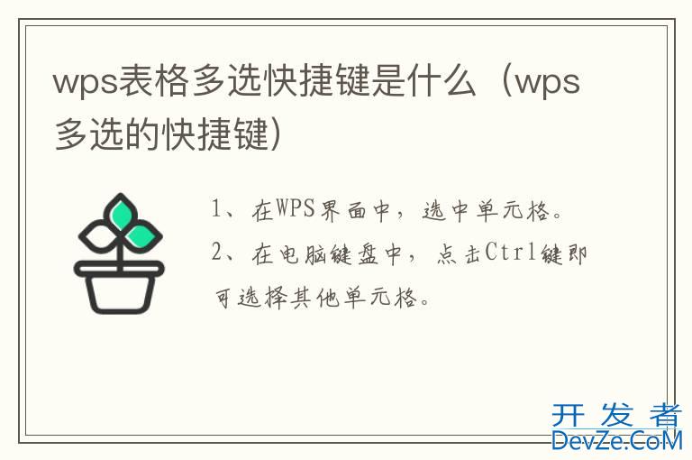 wps表格多选快捷键是什么（wps多选的快捷键）