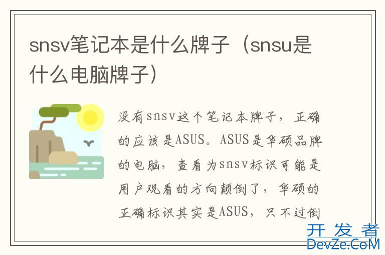 snsv笔记本是什么牌子（snsu是什么电脑牌子）