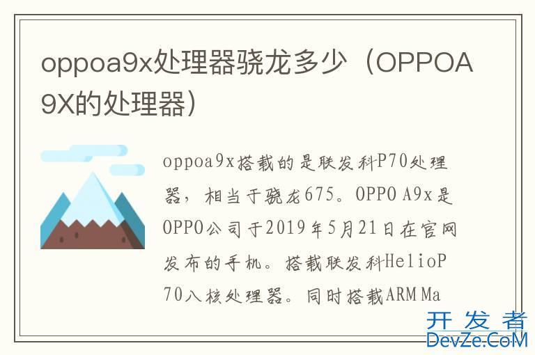 oppoa9x处理器骁龙多少（OPPOA9X的处理器）