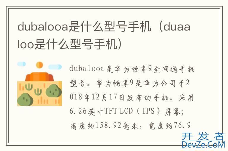 dubalooa是什么型号手机（duaaloo是什么型号手机）