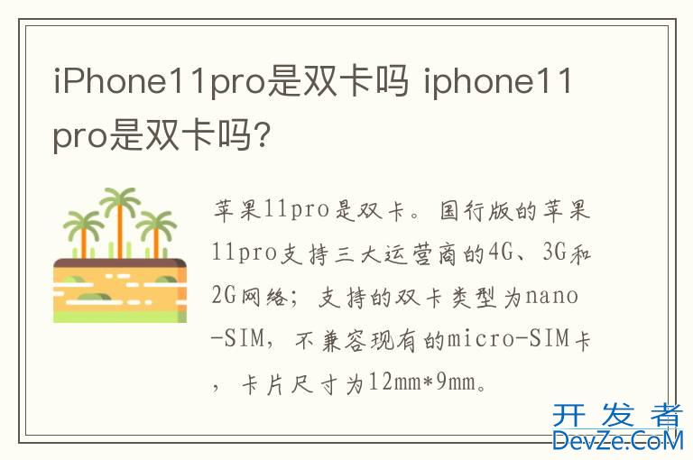 iPhone11pro是双卡吗 iphone11pro是双卡吗?