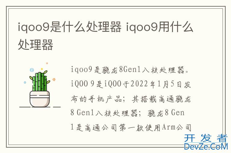 iqoo9是什么处理器 iqoo9用什么处理器