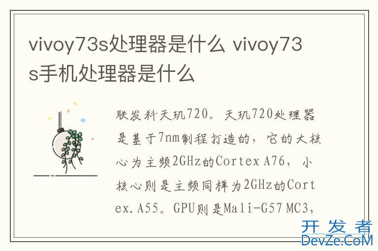 vivoy73s处理器是什么 vivoy73s手机处理器是什么