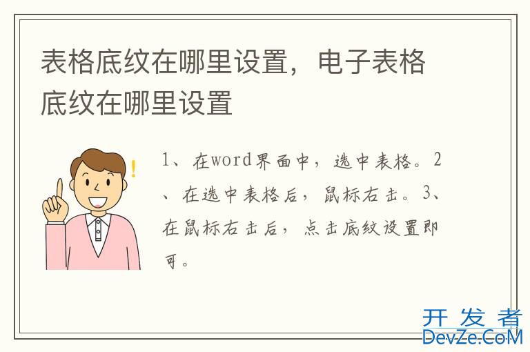 表格底纹在哪里设置，电子表格底纹在哪里设置