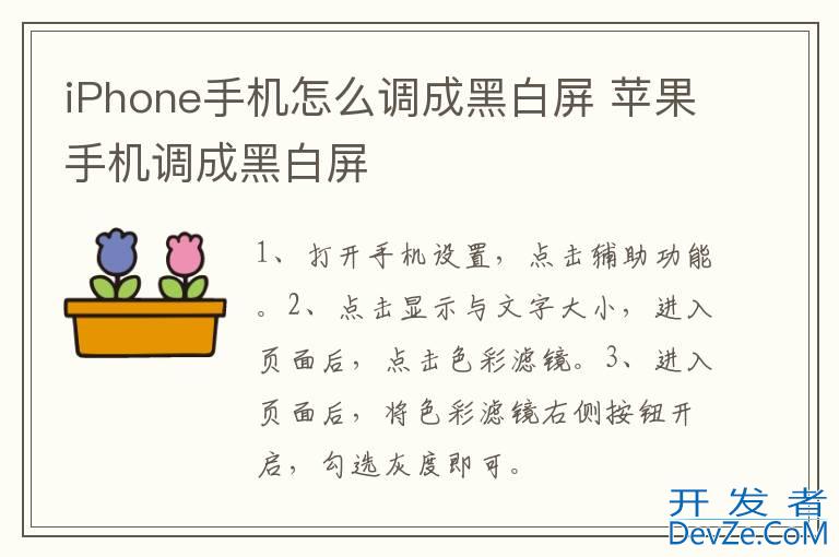 iPhone手机怎么调成黑白屏 苹果手机调成黑白屏