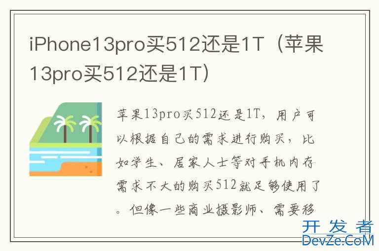 iPhone13pro买512还是1T（苹果13pro买512还是1T）