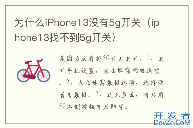 为什么iPhone13没有5g开关（iphone13找不到5g开关）