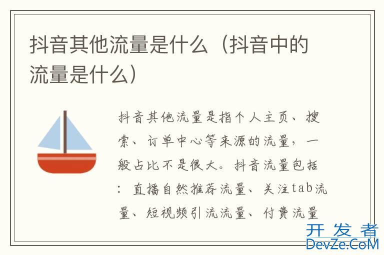 抖音其他流量是什么（抖音中的流量是什么）