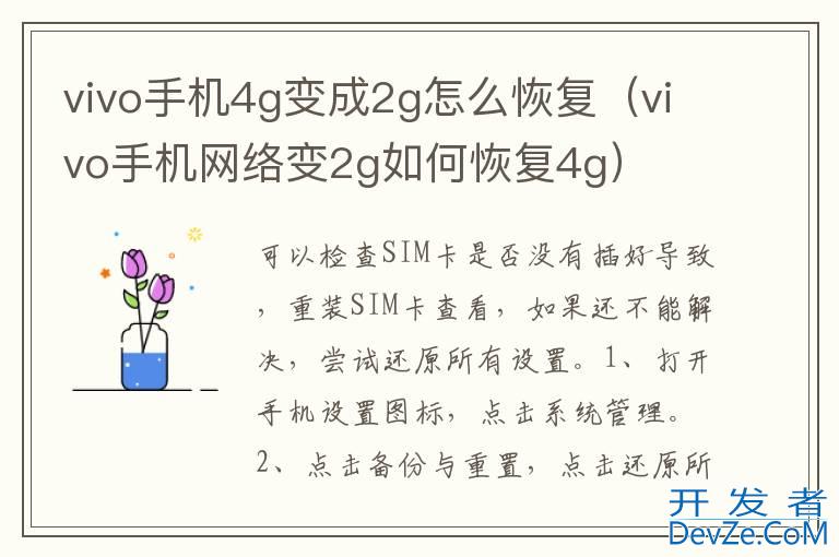 vivo手机4g变成2g怎么恢复（vivo手机网络变2g如何恢复4g）