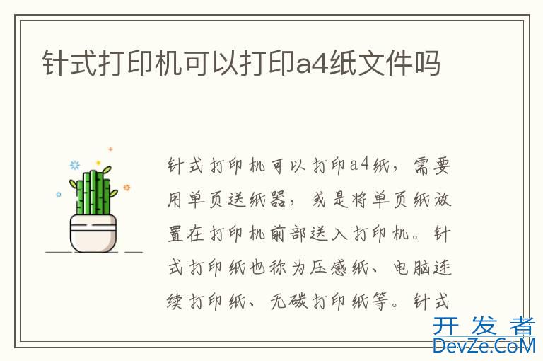 针式打印机可以打印a4纸文件吗