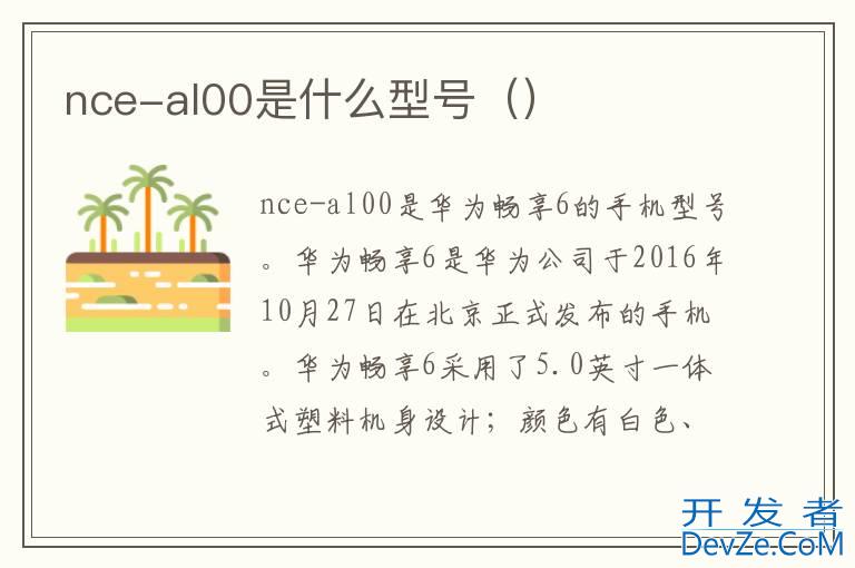 nce-al00是什么型号（）