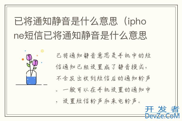 已将通知静音是什么意思（iphone短信已将通知静音是什么意思）