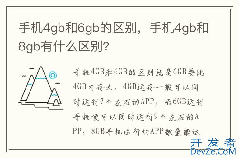 手机4gb和6gb的区别，手机4gb和8gb有什么区别?