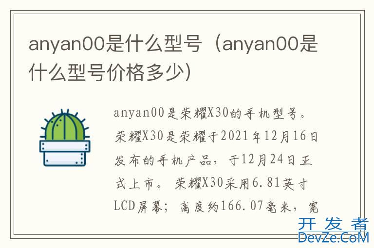 anyan00是什么型号（anyan00是什么型号价格多少）