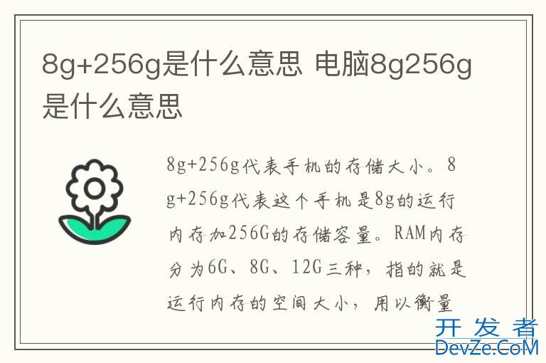 8g+256g是什么意思 电脑8g256g是什么意思