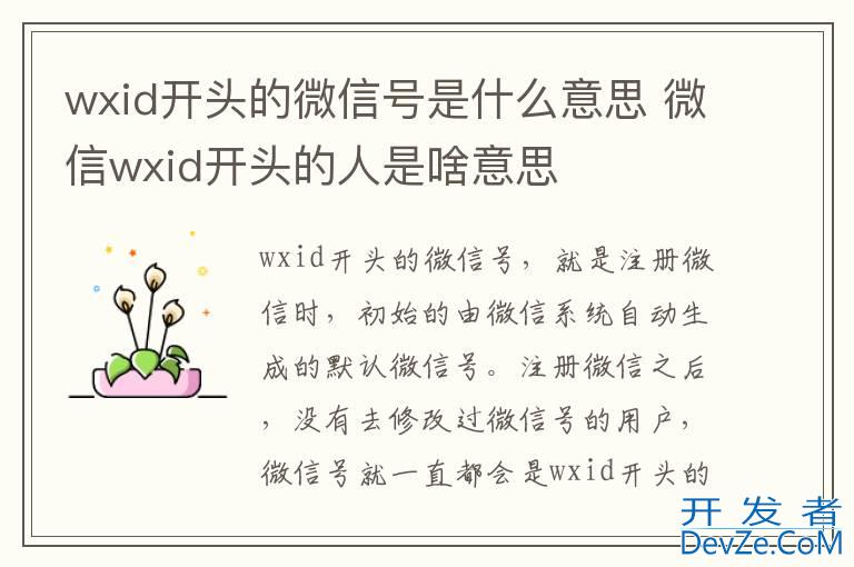 wxid开头的微信号是什么意思 微信wxid开头的人是啥意思