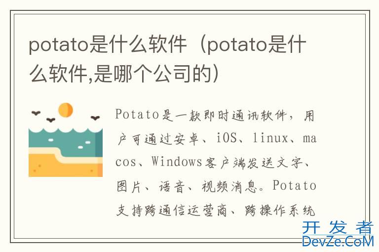 potato是什么软件（potato是什么软件,是哪个公司的）