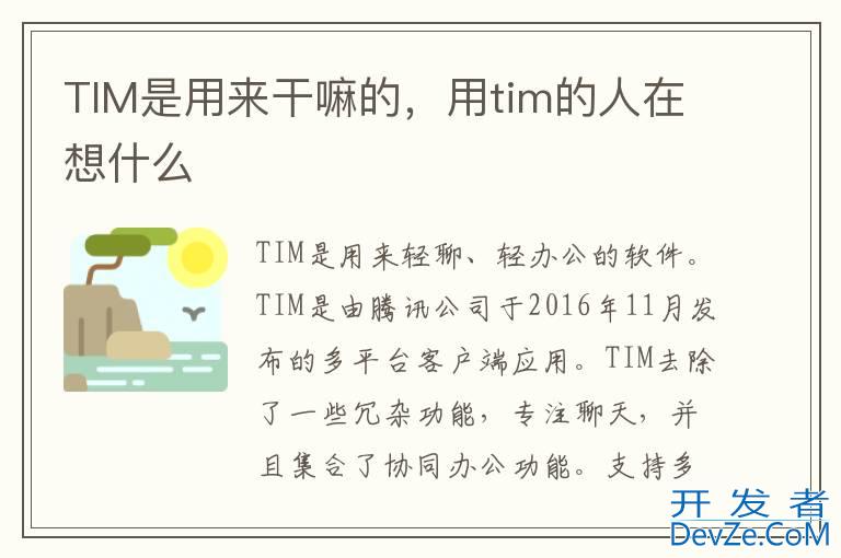 TIM是用来干嘛的，用tim的人在想什么