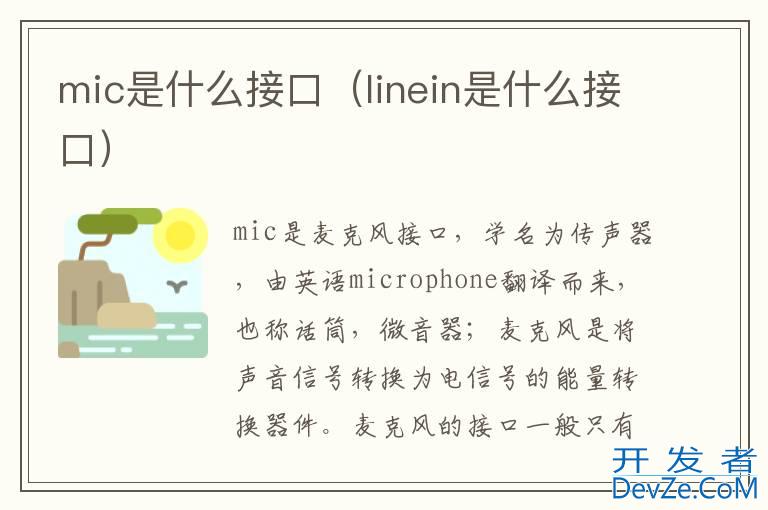 mic是什么接口（linein是什么接口）