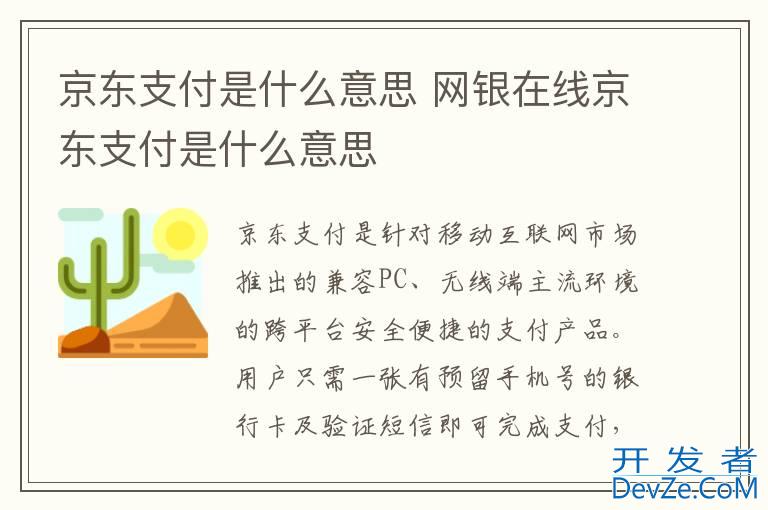 京东支付是什么意思 网银在线京东支付是什么意思