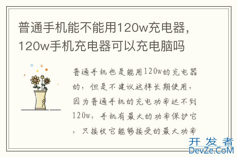 普通手机能不能用120w充电器，120w手机充电器可以充电脑吗