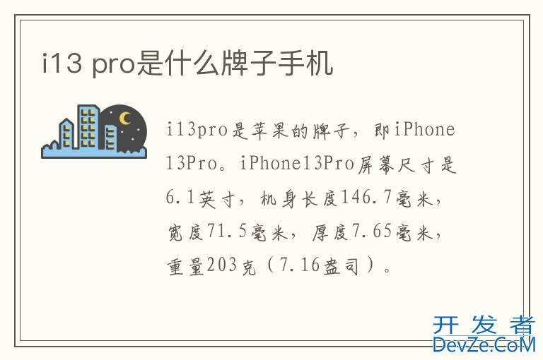 i13 pro是什么牌子手机