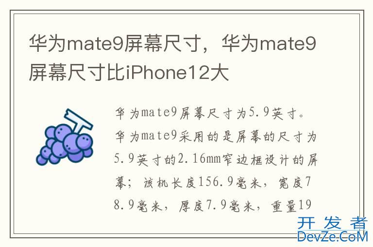 华为mate9屏幕尺寸，华为mate9屏幕尺寸比iPhone12大