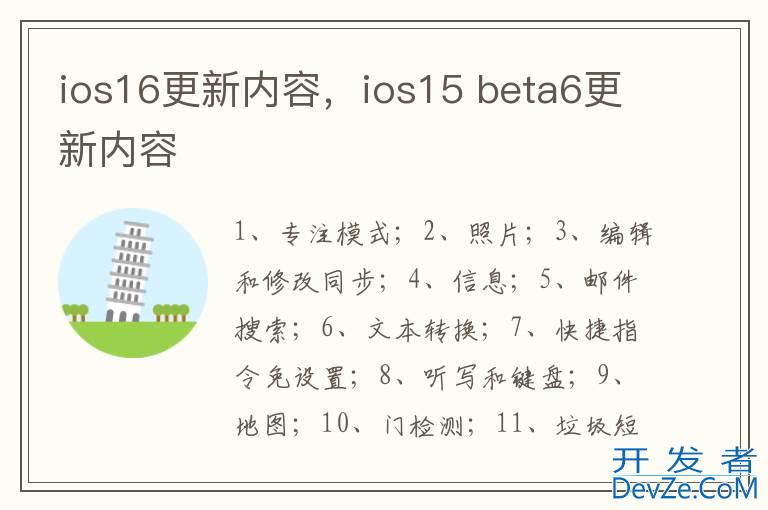 ios16更新内容，ios15 beta6更新内容