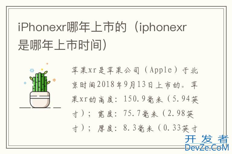 iPhonexr哪年上市的（iphonexr是哪年上市时间）