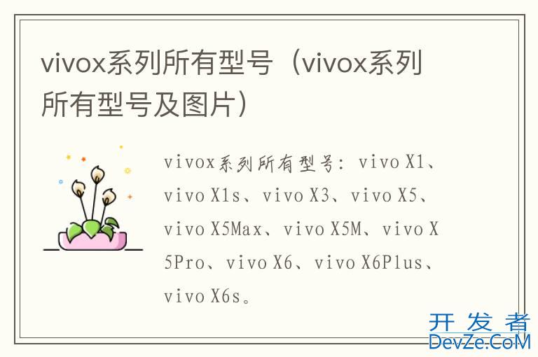 vivox系列所有型号（vivox系列所有型号及图片）