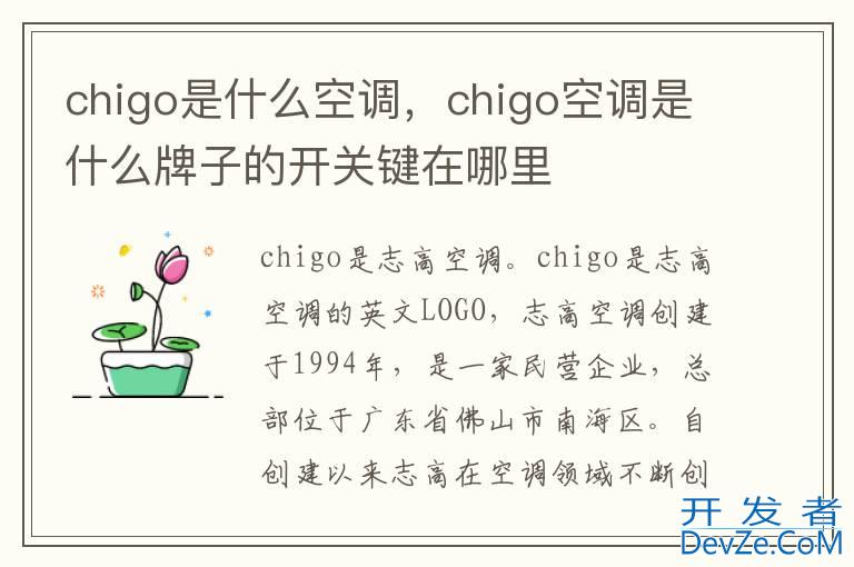 chigo是什么空调，chigo空调是什么牌子的开关键在哪里