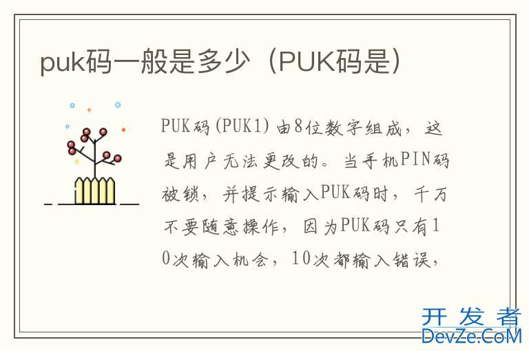 puk码一般是多少（PUK码是）