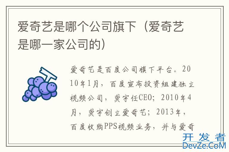 爱奇艺是哪个公司旗下（爱奇艺是哪一家公司的）