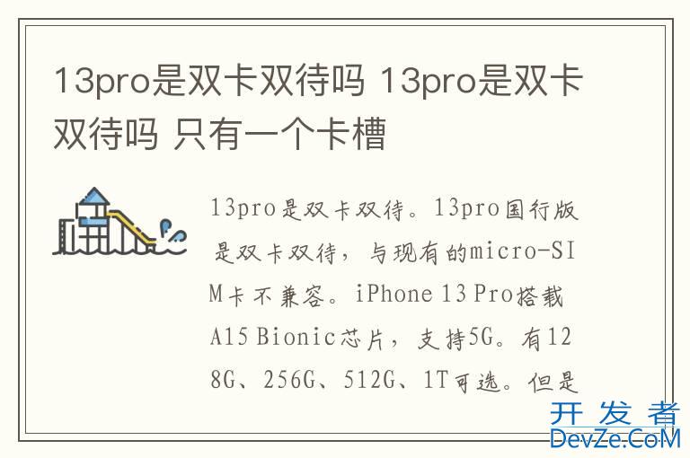 13pro是双卡双待吗 13pro是双卡双待吗 只有一个卡槽