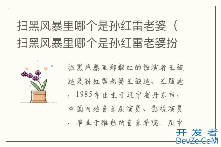 扫黑风暴里哪个是孙红雷老婆（扫黑风暴里哪个是孙红雷老婆扮演的）