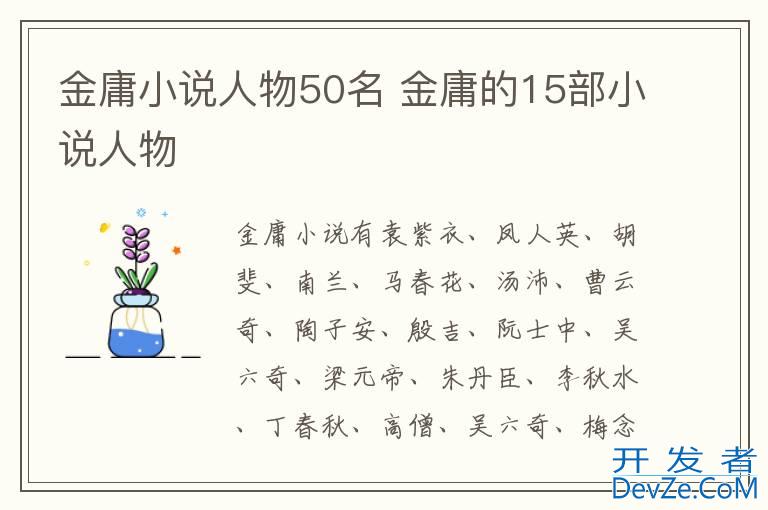 金庸小说人物50名 金庸的15部小说人物